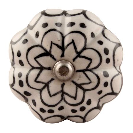 Black Flower Ceramic Wine Stopper in Golden Fitting